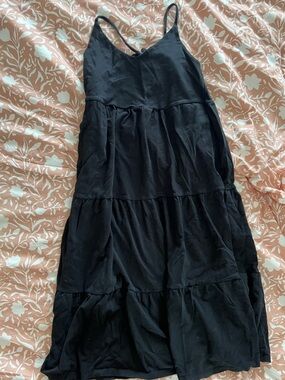 Black Tiered Midi Dress